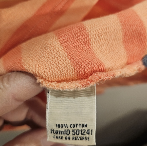 L.L. Bean Womans Medium Orange/Blue Striped 1/4 Button Rugby Top - Picture 3 of 6